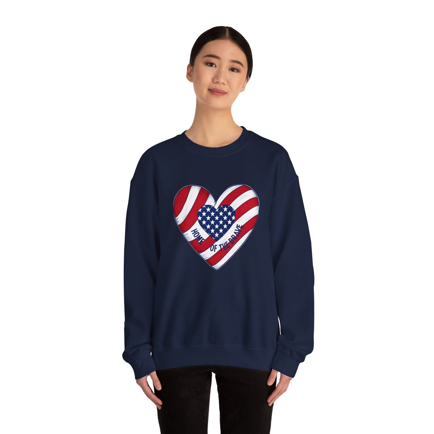 Patriotic Heart Crewneck Sweatshirt - Honor of the Brave