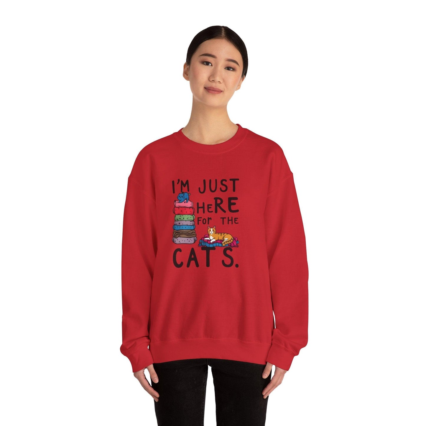 I'm Just Here for the Cats Unisex Heavy Blend™ Crewneck Sweatshirt