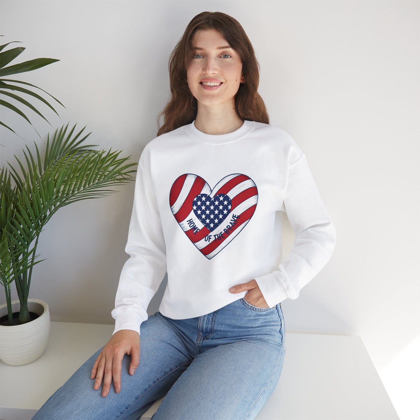 Patriotic Heart Crewneck Sweatshirt - Honor of the Brave