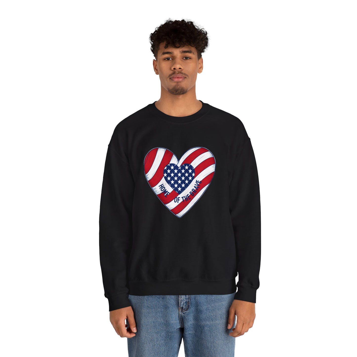 Patriotic Heart Crewneck Sweatshirt - Honor of the Brave