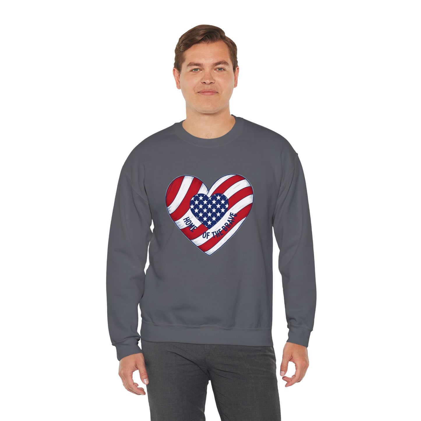 Patriotic Heart Crewneck Sweatshirt - Honor of the Brave