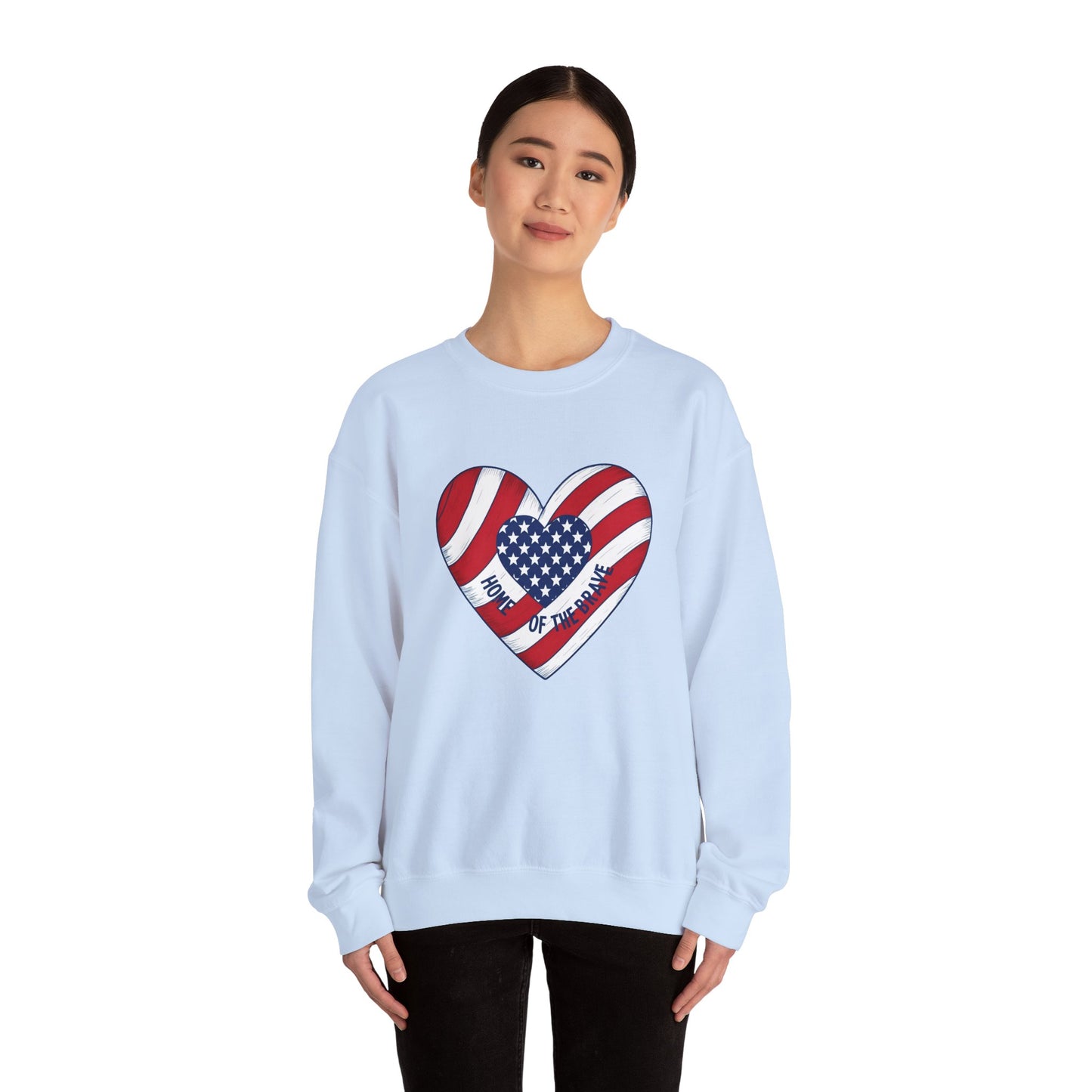 Patriotic Heart Crewneck Sweatshirt - Honor of the Brave