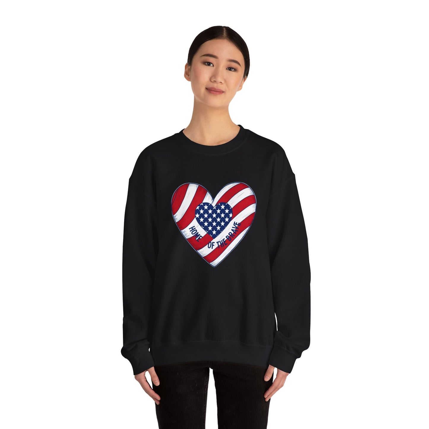 Patriotic Heart Crewneck Sweatshirt - Honor of the Brave