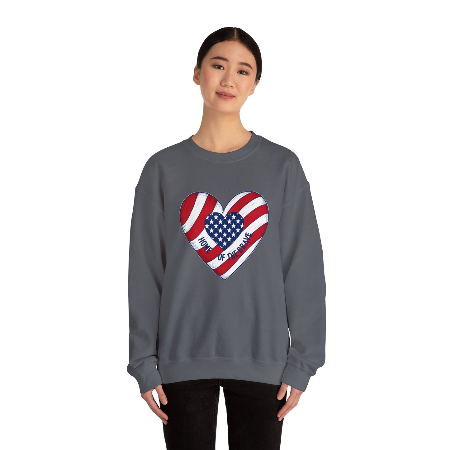 Patriotic Heart Crewneck Sweatshirt - Honor of the Brave