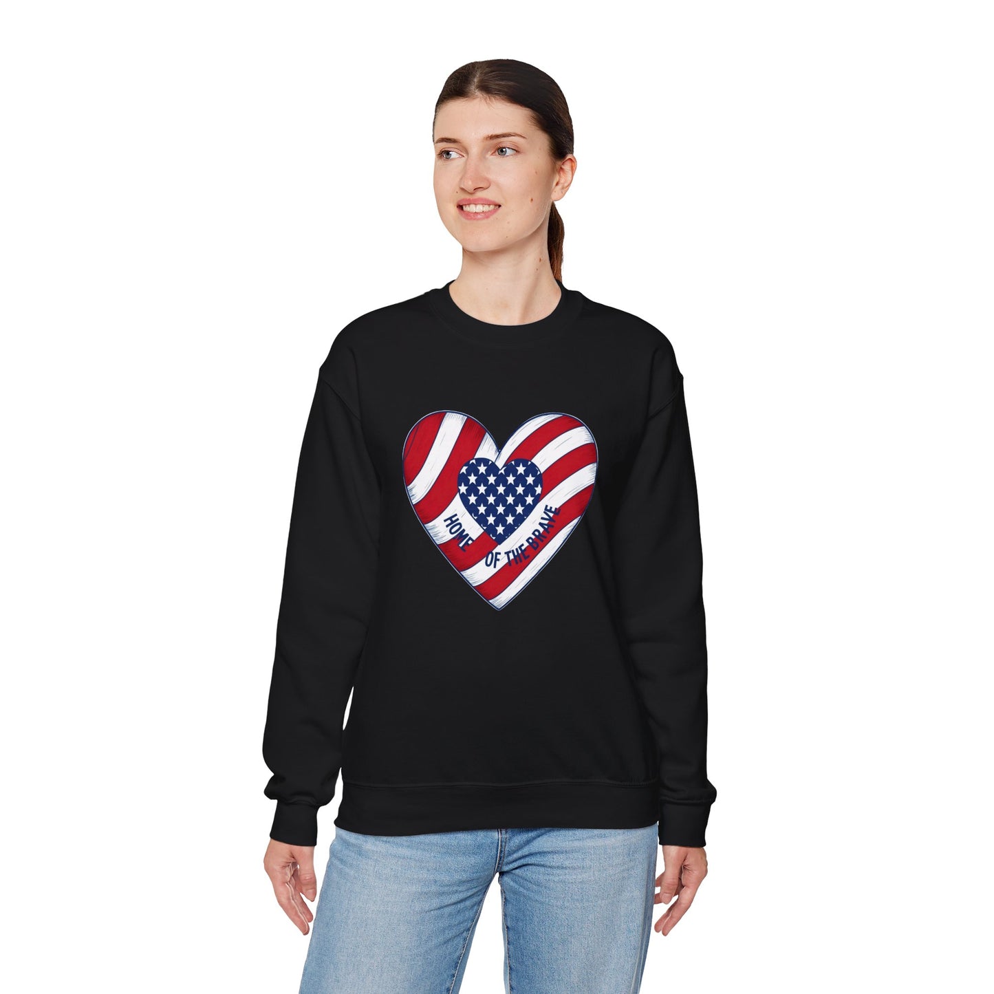 Patriotic Heart Crewneck Sweatshirt - Honor of the Brave