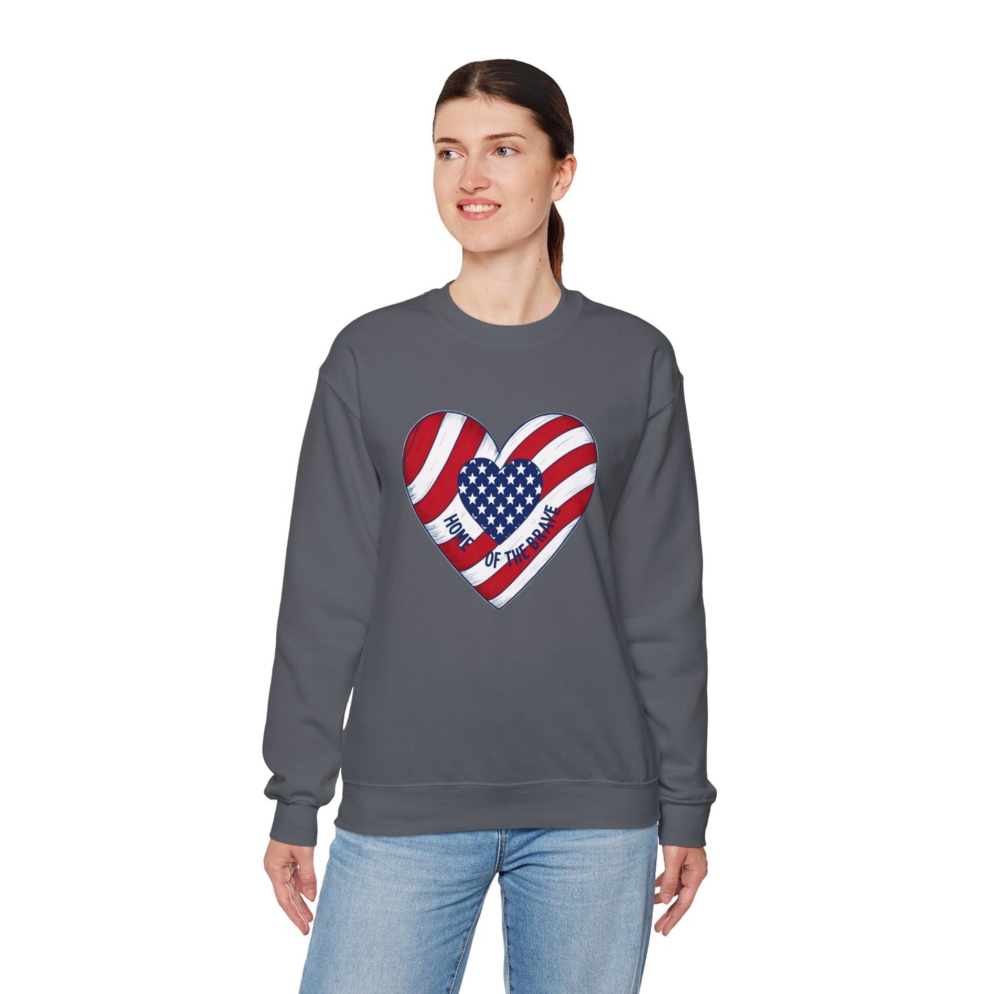 Patriotic Heart Crewneck Sweatshirt - Honor of the Brave