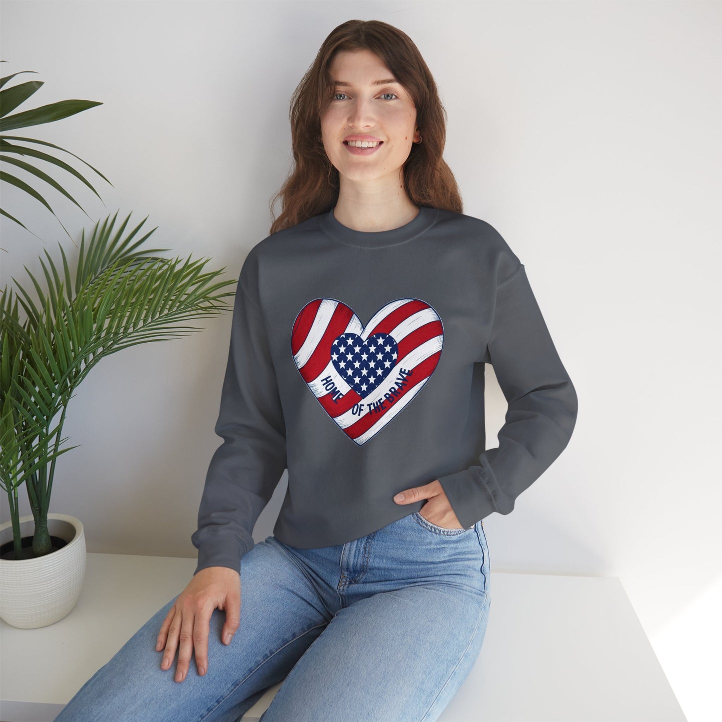 Patriotic Heart Crewneck Sweatshirt - Honor of the Brave