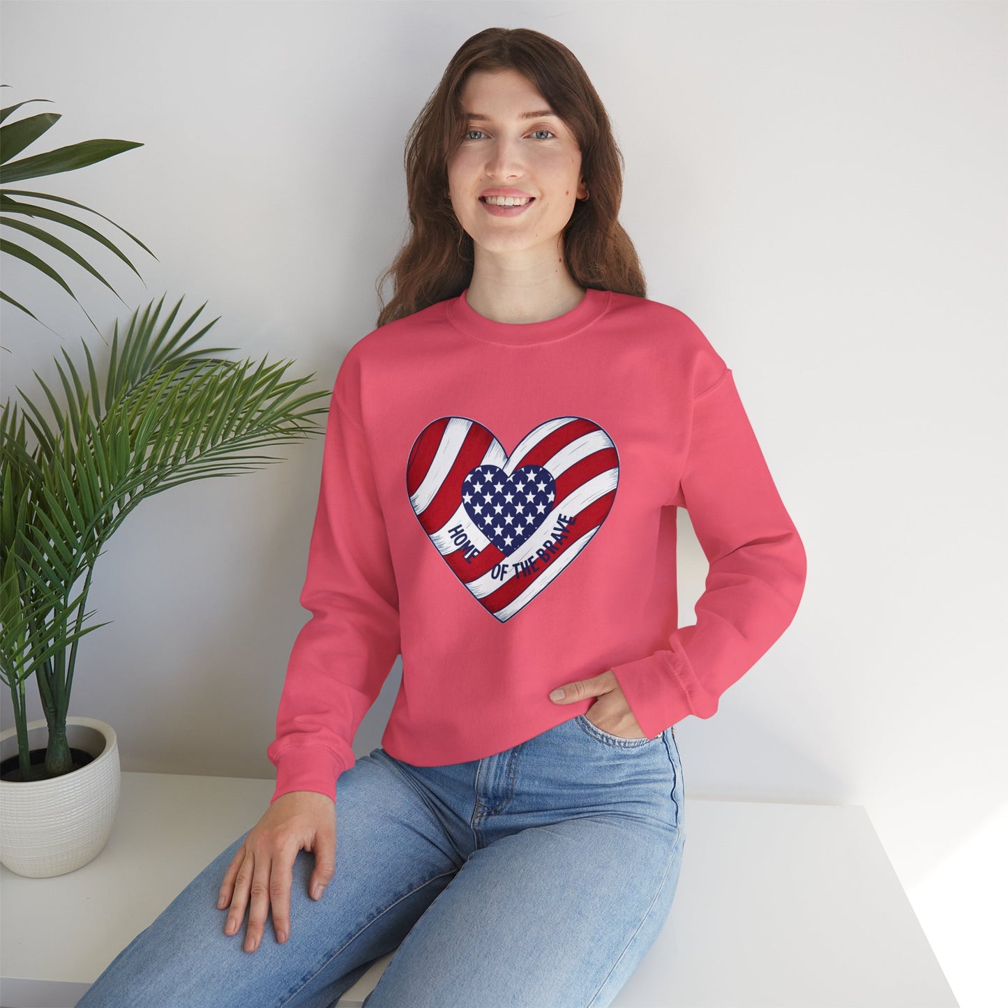 Patriotic Heart Crewneck Sweatshirt - Honor of the Brave