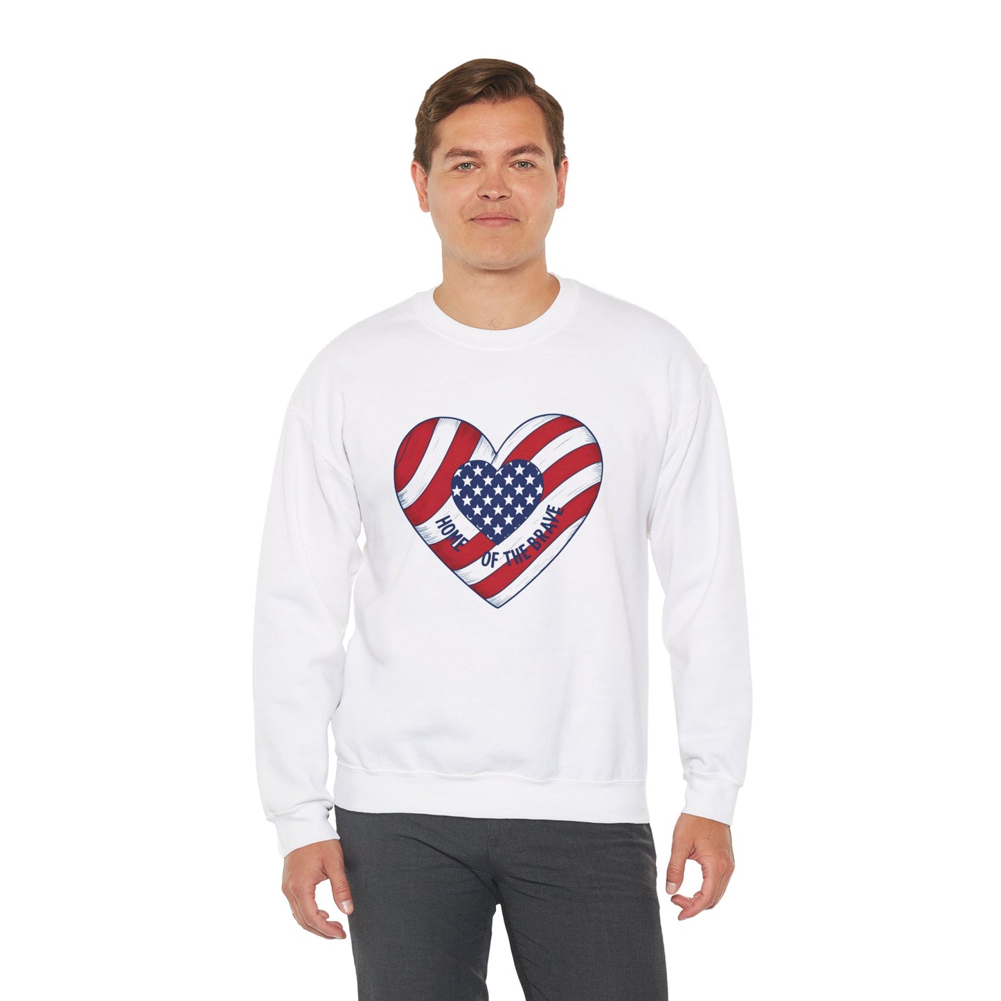 Patriotic Heart Crewneck Sweatshirt - Honor of the Brave