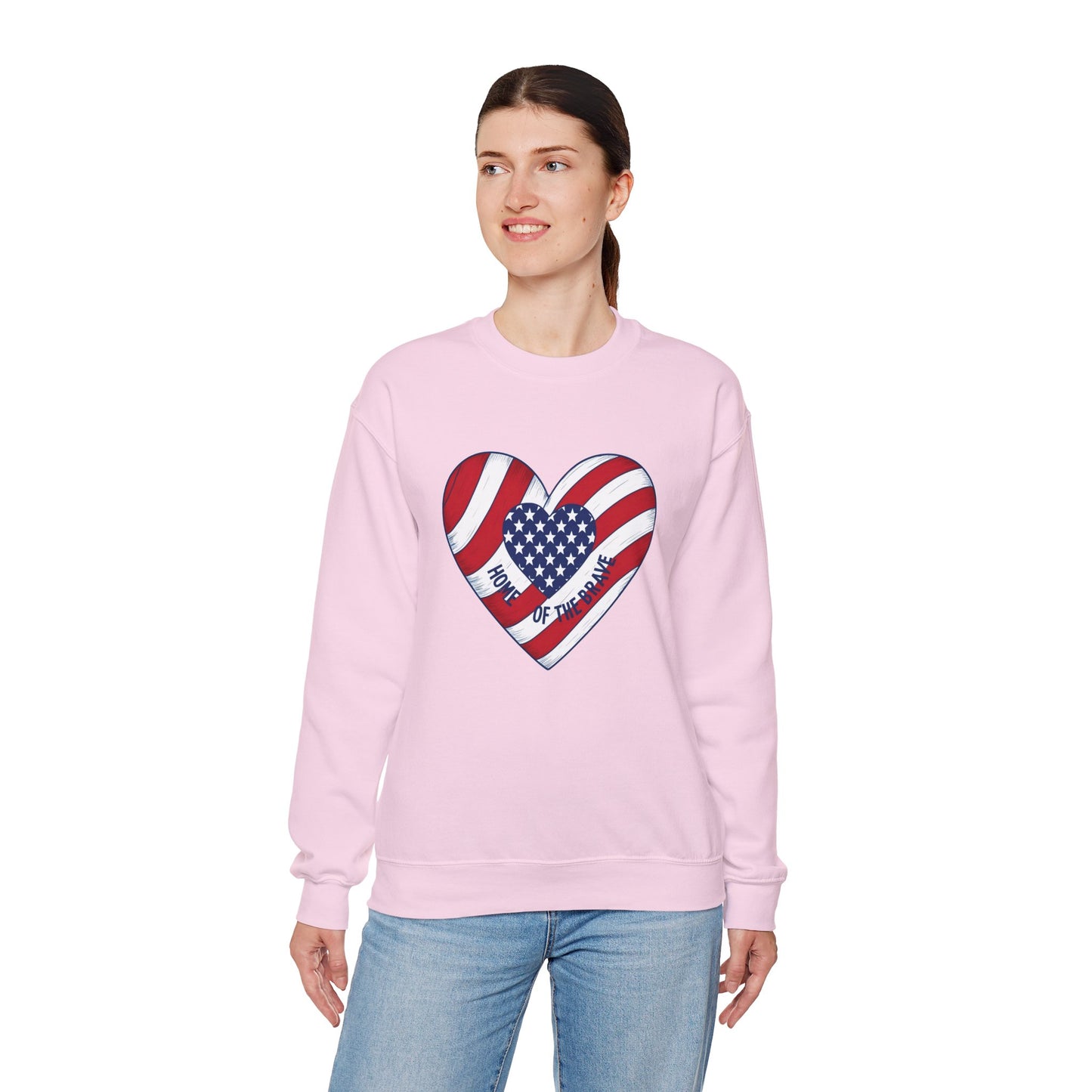 Patriotic Heart Crewneck Sweatshirt - Honor of the Brave