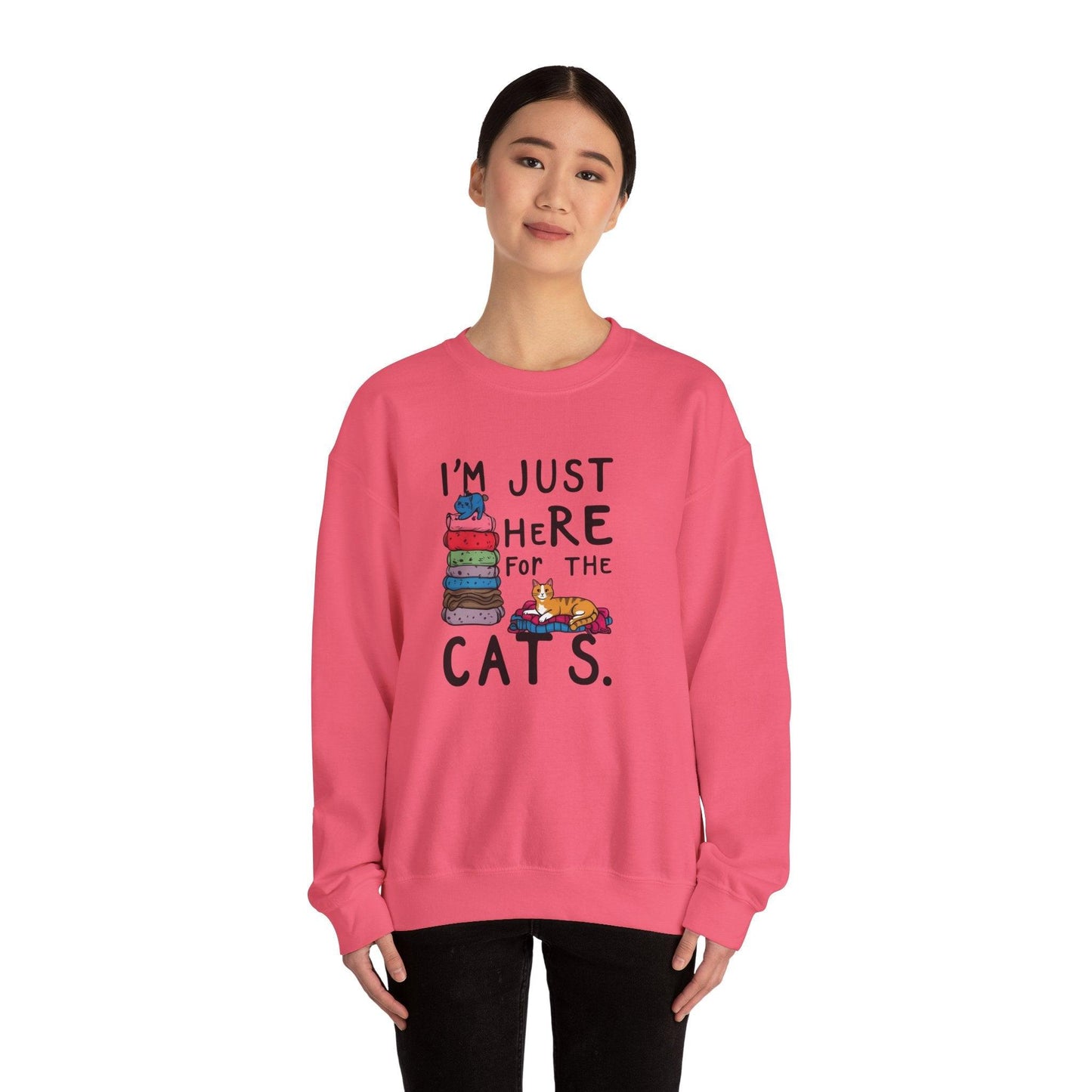 I'm Just Here for the Cats Unisex Heavy Blend™ Crewneck Sweatshirt