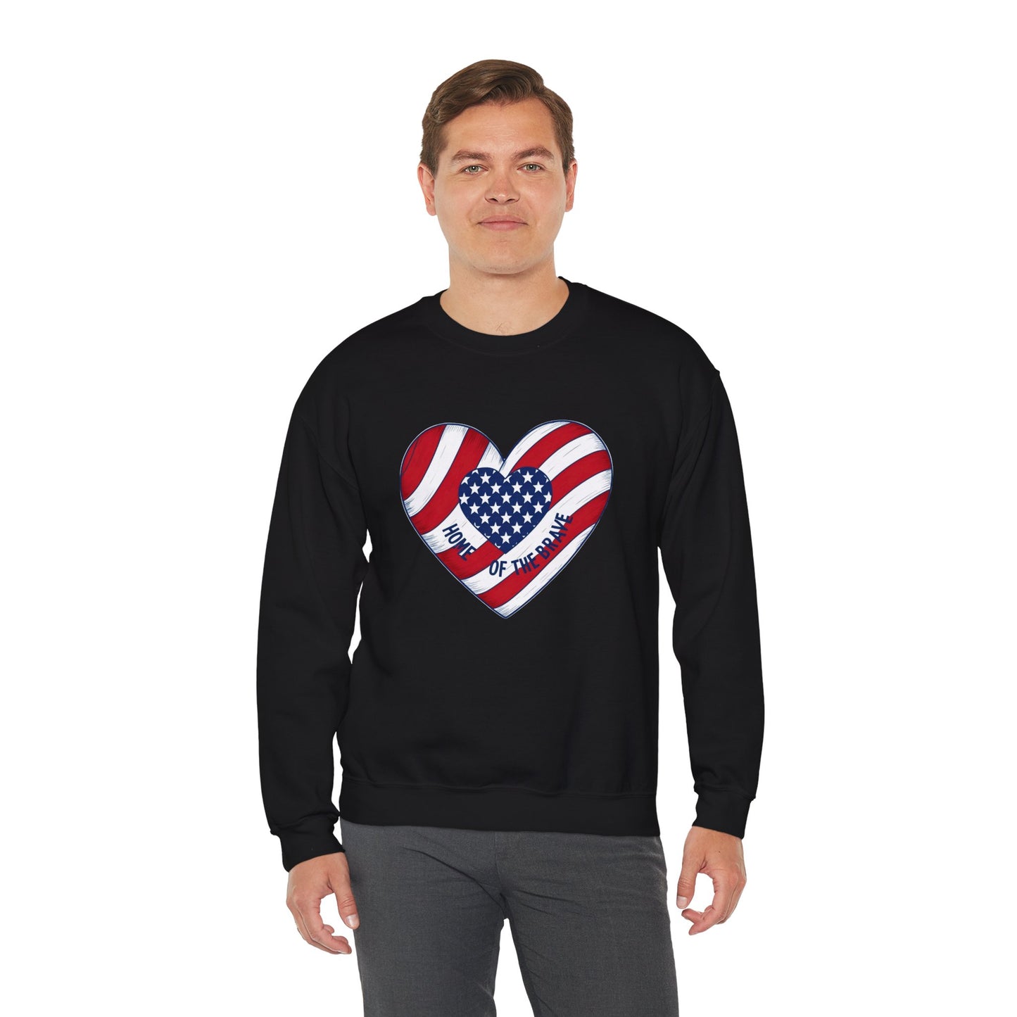 Patriotic Heart Crewneck Sweatshirt - Honor of the Brave