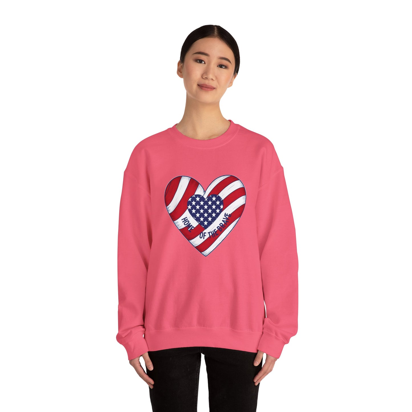 Patriotic Heart Crewneck Sweatshirt - Honor of the Brave