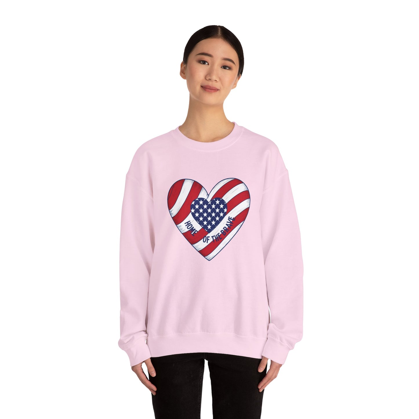 Patriotic Heart Crewneck Sweatshirt - Honor of the Brave