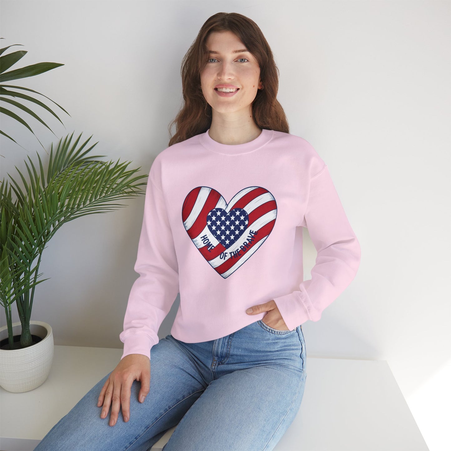 Patriotic Heart Crewneck Sweatshirt - Honor of the Brave