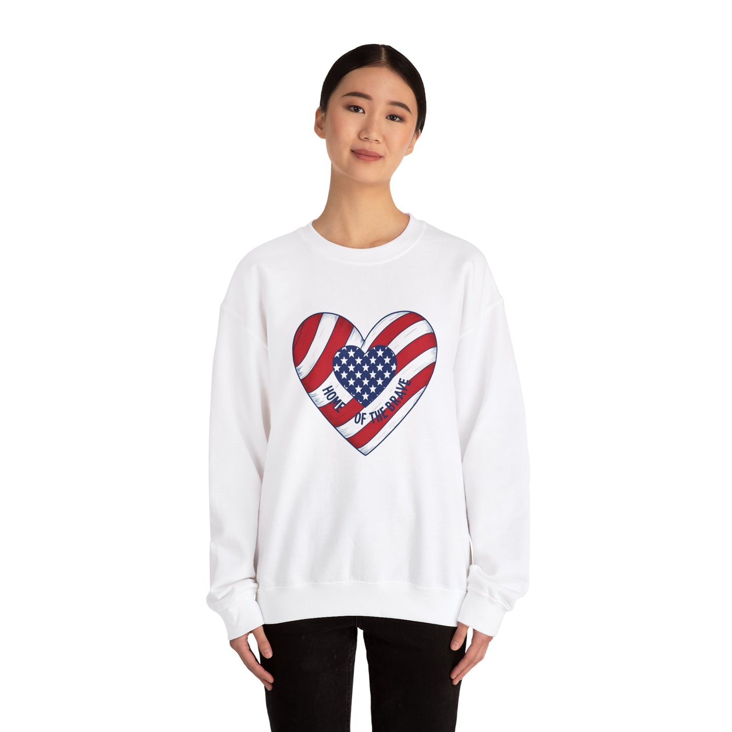 Patriotic Heart Crewneck Sweatshirt - Honor of the Brave